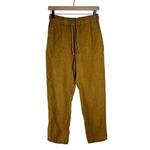 Zara Mustard Brown Linen Blend Slouchy Trousers Ankle Pants